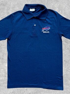 Vtg 80s Buffalo Bills Polo Golf Shirt NFL Stedman S 18x25 Single Stitch
